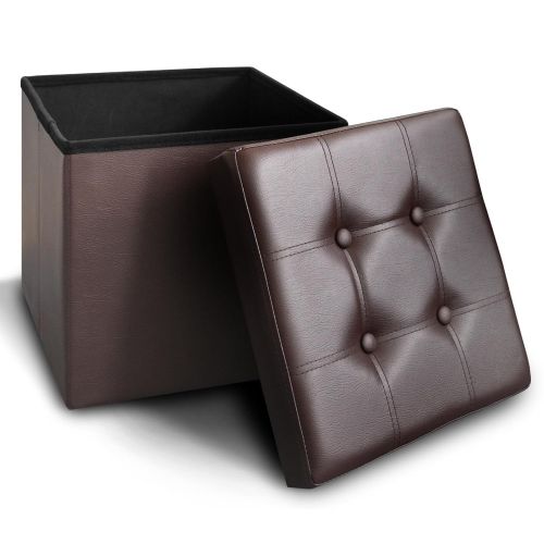  Casa pura casa pura Ottoman Storage Bench | Classic-Design Upholstered Ottoman Coffee Table Foot Rest | Faux Leather - Black | Multiple Sizes and Colors - 30 x 15 x 15