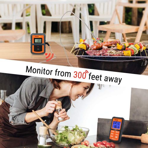  ThermoPro TP-07 Wireless Remote Digital Cooking Turkey Food Meat Thermometer for Grilling Oven Kitchen Smoker BBQ Grill Thermometer with Probe, 300 Feet Range