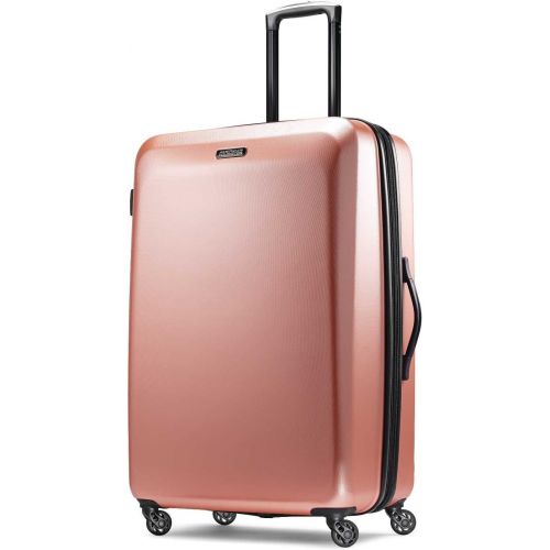  Visit the American Tourister Store American Tourister Moonlight Hardside Expandable Luggage with Spinner Wheels, Rose Gold, Checked-Large 28-Inch