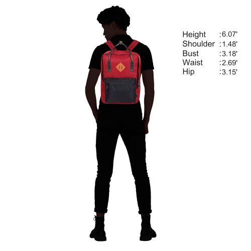  Hynes Eagle Water Resistant Backpack Lightweight Handle Daypack (Red-Black)