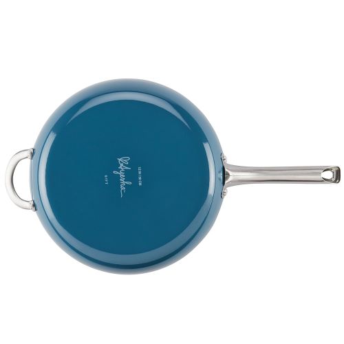  Ayesha Curry Home Collection Porcelain Enamel Nonstick Covered Deep Skillet With Helper Handle, 12-Inch, Twilight Teal