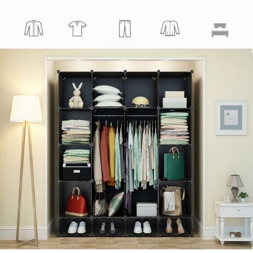  JOISCOPE MEGAFUTURE Modern Portable Closet for Hanging Clothes, Combination Armoire, Modular Cabinet for Space Saving, Ideal Storage Organizer (12 Cubes&2 Hangers)