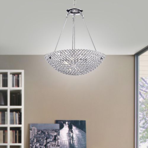  Edvivi 3-Light Chrome Beaded Bowl Style Crystal Chandelier Ceiling Fixture | Glam Lighting