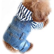 OSPet Dog Denim Vest Pet Cloth Dog Outfit Puppy Jacket Pet Vest Dog Hoodie Cat Jumpsuit Overall for Small/Medium Dog & Cat