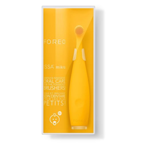  FOREO ISSA mikro Rechargeable Baby Electric Toothbrush with Soft Silicone Bristles, Sunflower Yellow