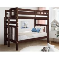 Bedz King Tall Bunk Beds Twin over Twin Mission Style with End Ladder, Honey