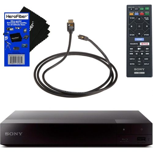 소니 Sony BDP-S3700 Blu-Ray Disc Player with Built-in Wi-Fi + Remote Control, Bundled with Xtech High-Speed HDMI Cable wEthernet + HeroFiber Gentle Cleaning Cloth