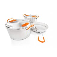 GSI Outdoors Glacier Stainless Steel Base Camper - Medium - 3 Pieces Cookset - Compact, Durable Pot Pan for Camping