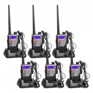 Retevis RT-5RV 2 Way Radios 5W FM Transceiver 128CH Dual Band VHFUHF CTCSSDCS Two Way Radios with Earpiece(6 Pack) and Long Range Walkies Talkies with Programming Cable