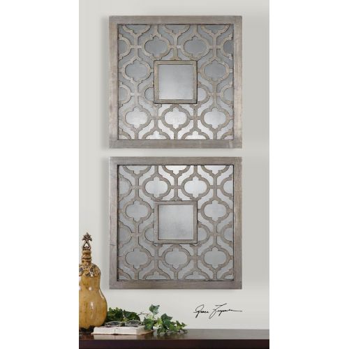  Uttermost Sorbolo Mirror Squares 0.75 x 20 x 20 (Set of 2), Silver Leaf