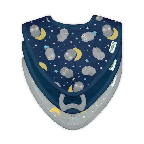  green sprouts Muslin Stay-dry Bandana Teether Bibs made from Organic Cotton (3 pack) | Soothes gums & protects from drool | Machine washable, sterilizer safe, Made without BPA