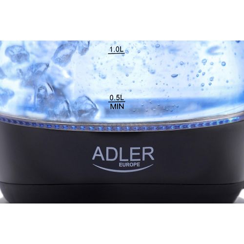  Adler AD 1224 Wasserkocher 1,5 L, schwarz/transparent
