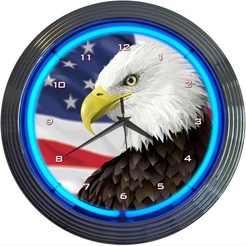  Neonetics Eagle with American Flag Neon Wall Clock, 15-Inch