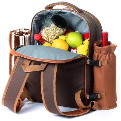 Apollo walker Picnic Backpack Bag for 4 Person With Cooler Compartment, Detachable Bottle/Wine Holder, Fleece Blanket, Plates and Cutlery Set Perfect for Outdoor, Sports, Hiking, Camping, BBQs(C