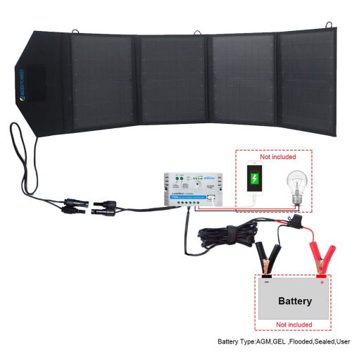  ACOPOWER 12v 50W Portable Solar Charger Foldable Waterproof Solar Panel Kit & 5A Charge Controller USB 5V Output For Cell Phone