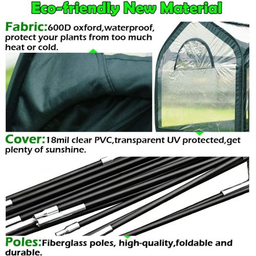  Quictent Pop up Greenhouse Passed SGS Test Eco-Friendly Fiberglass Poles Overlong Cover 6 Stakes 98 x 49 x 53 Inches Mini Portable Green House W/ 4 Zipper Door (Green)