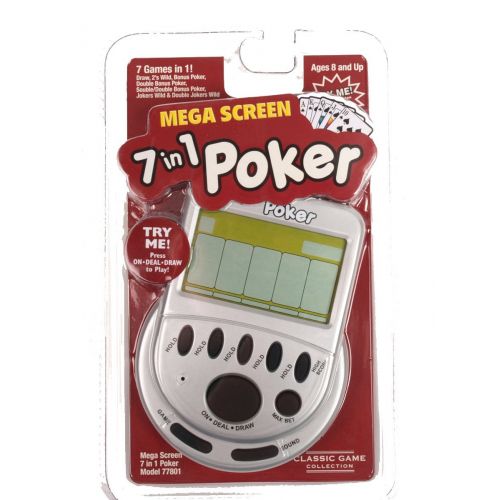  Classic Game Collection Gambling Electronic Game Pack - Mega Screen Solitaire Handheld Game & 7 in 1 Poker Handheld Game