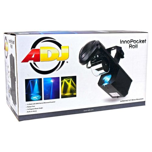  American DJ ADJ Inno Pocket Roll Barrel Mirror Scanner Light+DMX Cable+Clamp