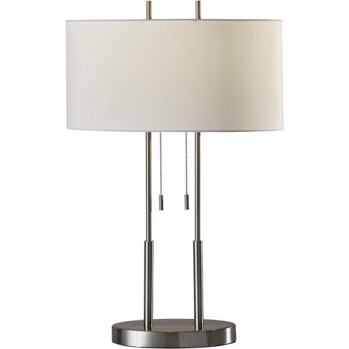  Adesso 4016-22 Duet 62 Floor Lamp, Satin Steel, Smart Outlet Compatible