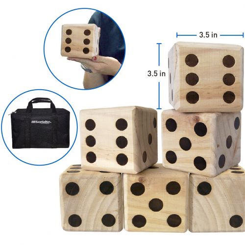  EasyGoProducts Large DICE Game  Giant Wooden Yard DICE Set  DICE with Bag DICE Games Kids  Great Lawn and Family Game