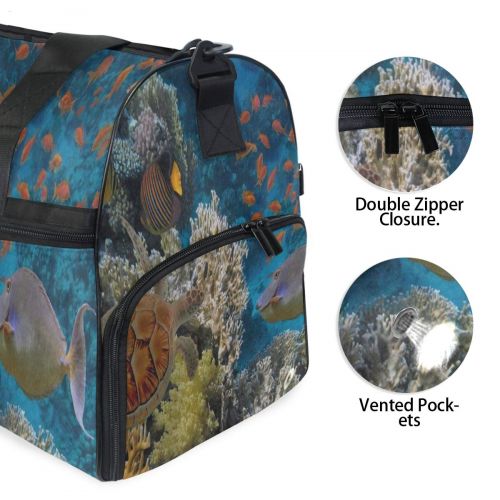  All agree Travel Gym Bag Ocean Sea Turtle Coral Reef Weekender Bag With Shoes Compartment Foldable Duffle Bag For Men Women