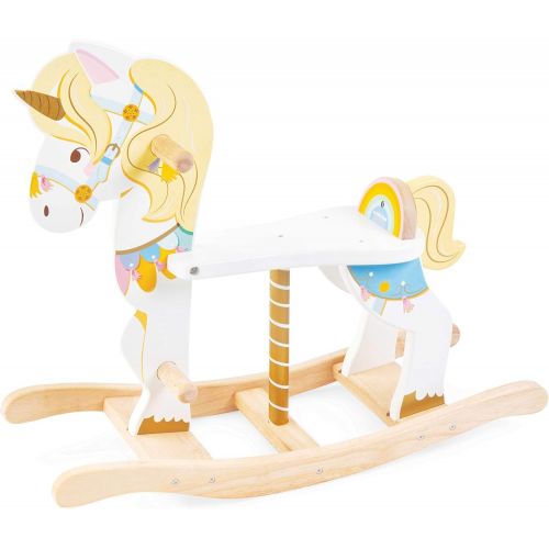  Le Toy Van - Petilou Wooden Multi-Sensory Colourful Wooden Pastel Rocking Unicorn Carousel Toy For Toddlers | Unisex Rocking Horse - Suitable For 1 Year Old +