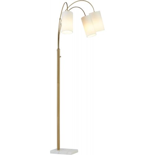  Rivet 3-Light Marble and Brass Arc Floor Lamp, With Bulbs , 79 x 27 x 21