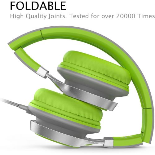  [아마존 핫딜]  [아마존핫딜]AILIHEN C8 Foldable Headphones with Microphone and Volume Control for Cellphones Tablets Smartphones Laptop Computer PC Mp3/4 (Gray/Green)