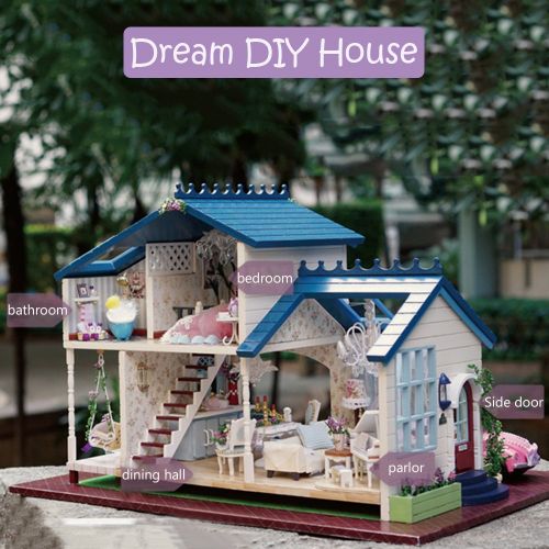 CuteBee Dollhouse Miniature with Furniture, DIY Wooden Dollhouse Kit Plus Music Movement, 1:24 Scale Creative Room Idea.