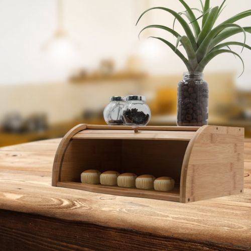  LALIFIT Wooden Roll Top Bread Box Food Storage Holder Large Capacity for Kitchen