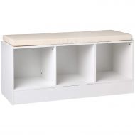 Clothes rack. AmazonBasics 3-Cube Entryway Shoe Storage Bench with Cushioned Seat, White