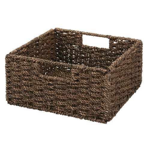  MDesign mDesign Natural Woven Seagrass Closet Storage Organizer Basket Bin - Collapsible - for Cube Furniture Shelving in Closet, Bedroom, Bathroom, Entryway, Office - 5.25 High, 4 Pack -