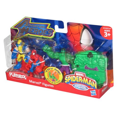  Playskool Adventure Heroes Marvel Figures Action Figure Set with Wolverine, Spider-Man and Hulk