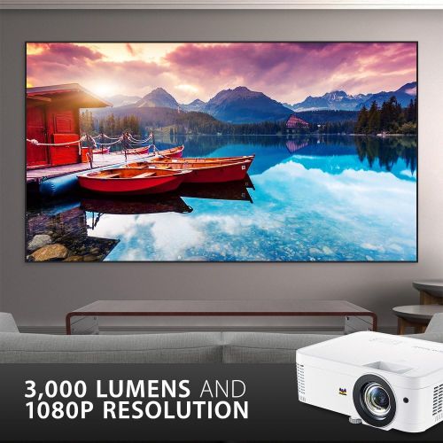  ViewSonic PX706HD 1080p Projector Short Throw with 3000 Lumens 22,000:1 DLP 3D Dual HDMI USB C and Low Input Lag for Home Theater and Gaming