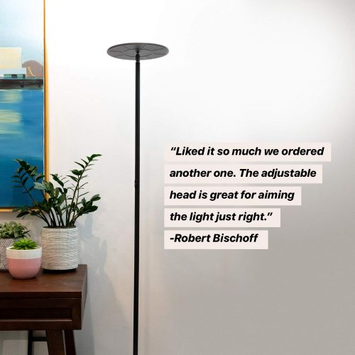  Brightech Sky Flux - The Very Bright LED Torchiere Floor Lamp, for Your Living Room & Office - Halogen Lamp Alternative with 3 Light Options Incl. Daylight - Dimmable Modern Upligh