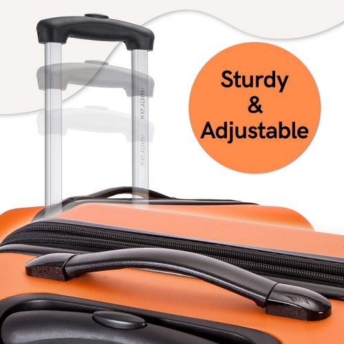  Merax Mellowdy 3 Piece Set Spinner Luggage Expandable Travel Suitcase 20 24 28 inch (orange)
