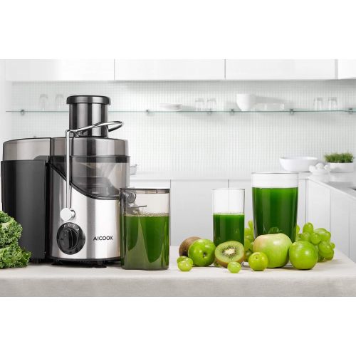  AICOOK Juicer Machine, Aicook Juice Extractor with 3 Wide Mouth, Non-Slip Feet, 3 Speed Centrifugal Juicer for Fruits and Vegs, BPA-Free