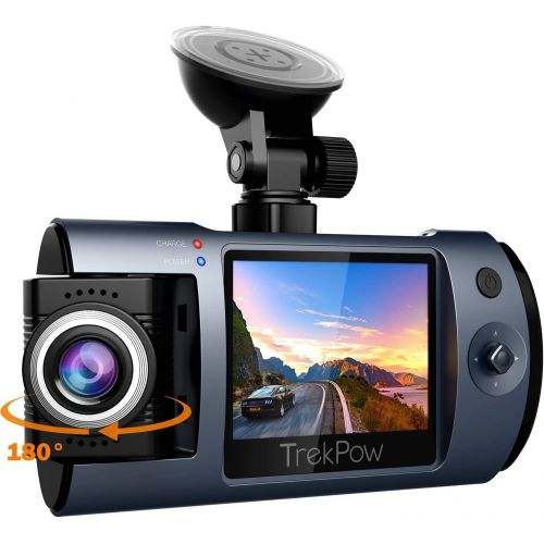  Dash Cam, Trekpow by ABOX HD 1080P Car DVR Dashboard Camera with 180°Rotation for Front or Cabin, 2 LCD, 170°Wide Len, Night Vision, G-Sensor Lock, Loop Recording, Motion Detection