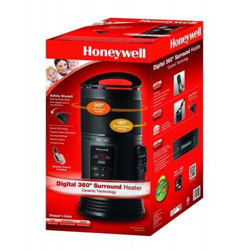  Honeywell Ceramic Surround Heat Whole Room Heater w Remote Control - Black, HZ-445R
