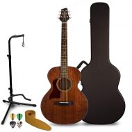 Sawtooth Mahogany Series Solid Mahogany Top Acoustic-Electric Mini Jumbo Guitar with Hard Case and Pick Sampler