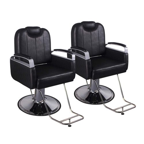 WALCUT Walcut 2 Sets of Reclining Hydraulic Barber Chair Styling Salon Beauty Shampoo Spa Equipment Black Hair Cutting