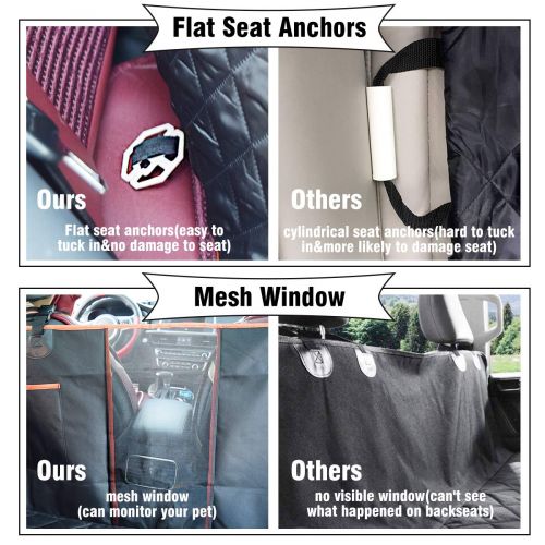  FRUITEAM Dog Seat Cover for Back Seat, 100% Waterproof Pet Car Seat Covers-Scratch Proof & Nonslip Backing & Hammock-Upgraded Quilted Durable Dogs Backseat for Cars Trucks and SUVs