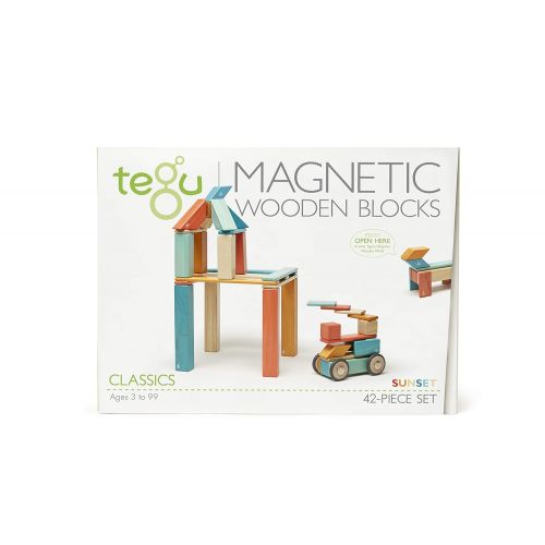  Amazon 42 Piece Tegu Magnetic Wooden Block Set, Sunset