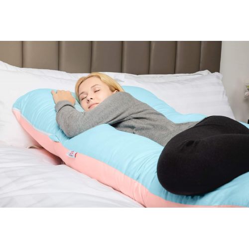  QUEEN ROSE Full Body Pregnancy Pillow, U-Shaped Maternity Pillow for Pregnant Women with Cotton Cover,Great for Anyone,Light Multi