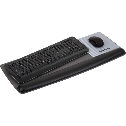 쓰리엠 3M WR422LE Gel Wrist Rest for Keyboard and Mouse with Tilt-Adjustable Platform, Precise Mouse Pad, 25.5 x 10.6, Black