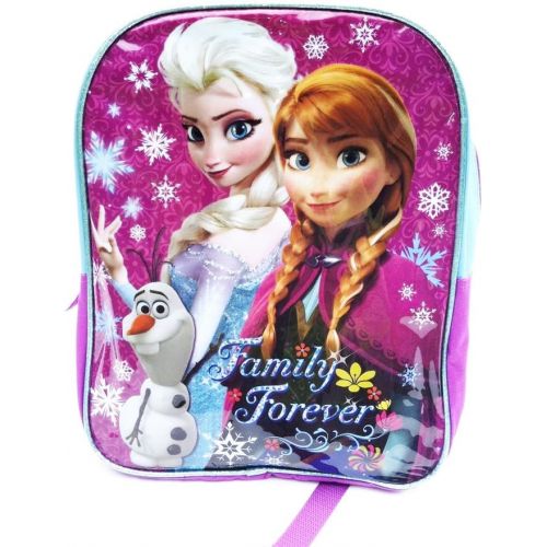 디즈니 Disney Frozen 16 Sparkle Backpack with Elsa, Anna, Olaf in Pink/Purple/Turquoise