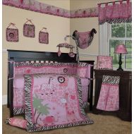 SISI Baby Girl Bedding - Pink Safari 13 PCS Crib Nursery Bedding Set