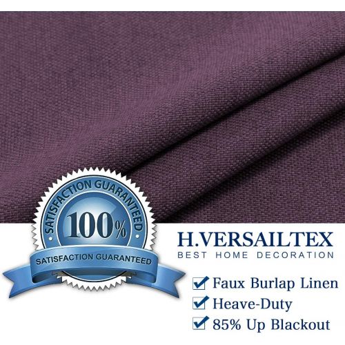  H.VERSAILTEX Classical Grommet Top Thermal Insulated Heavy Weight Textured Tiny Plaid Linen Look Innovated 85% Blackout Room Curtains, 52 by 84 Inch - Off White (Set of 2 Panels)