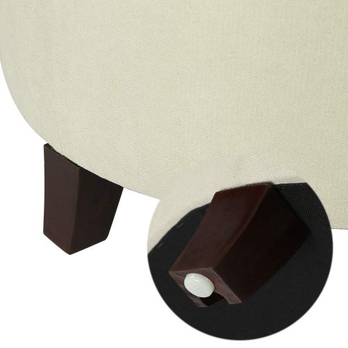  Adeco FT0043-6 Fabric Cushion Round Button Tufted Lift Top Storage Footstool, Height 17 Inches Ottomans & Storage Ottomans Strudy, Brown