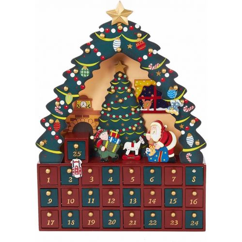 커트애들러 Kurt Adler Christmas Tree 24-Piece Advent Calendar, 16-Inch